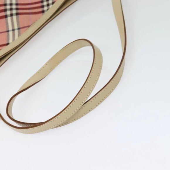 BURBERRY Nova Check Blue Label Shoulder Bag Canvas Leather Pink Auth 137567 - Picture 8 of 16